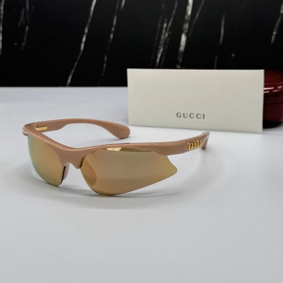 NEW GG1774S 004 GUCCI PINK MIRROR MASK UNISEX GUCCI SUNGLASSES - Picture 1 of 12